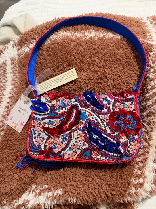 Handbags - NWT: Viral Beaded bag  Made in India Red, White, and Blue